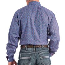 Cinch Blue Geometric Floral Button Down S