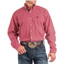 Cinch Red Hexagonal Patterned Button Down M