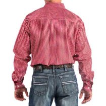 Cinch Red Hexagonal Patterned Button Down M