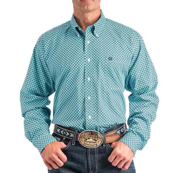 Cinch Geometric Turquoise Button Down XXL