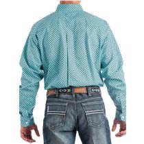 Cinch Geometric Turquoise Button Down XXL