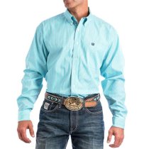 Cinch Mens Turquoise Striped Button Down XXL