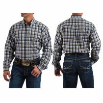 Cinch Brown/Multi Blue Plaid Button Down
