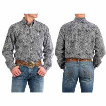 Cinch Black Paisley Button Down XS
