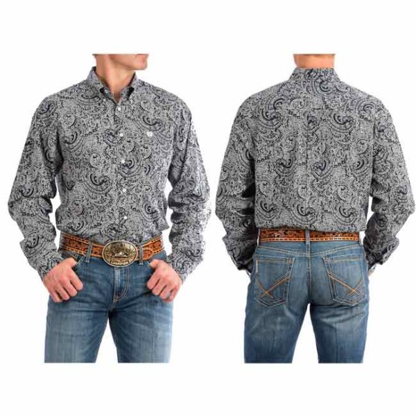Cinch Black Paisley Button Down XS