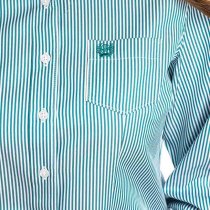 Cinch Womens Teal Striped Button Down