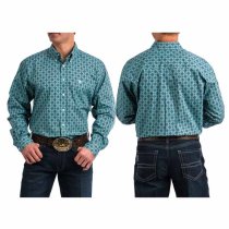 Cinch Teal Medallion Print Button Down XXL