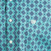 Cinch Teal Medallion Print Button Down XXL