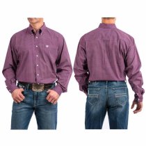Cinch Purple Square Patterned Button Down S, XXL