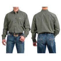 Cinch Lime Diamond Patterned Black Button Down