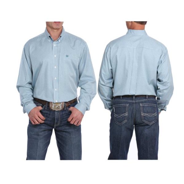 Cinch Teal Checkered Button Down