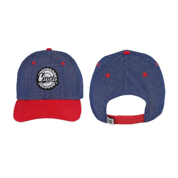 Cinch Denim and Red Color Blocked Snap Back Cap