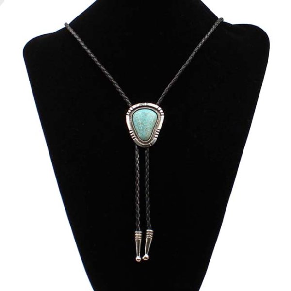 M&F Western Large Turquiose Stone Bolo Tie