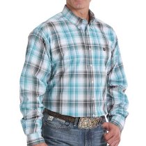 Cinch Green and Tan Plaid Mens Shirt L