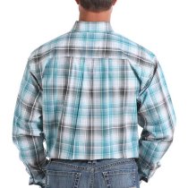 Cinch Green and Tan Plaid Mens Shirt L