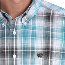 Cinch Green and Tan Plaid Mens Shirt L