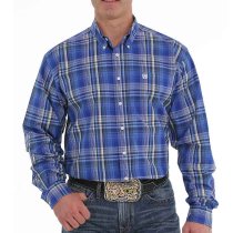 Cinch Men's Royal Blue Plaid Shirt XXL