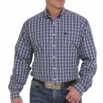 Cinch Blue Plaid Button Down Shirt for Men M