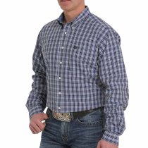 Cinch Blue Plaid Button Down Shirt for Men M