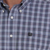 Cinch Blue Plaid Button Down Shirt for Men M