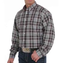 Cinch Gray Plaid Button Down Shirt