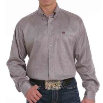 Cinch Gray Geometric Print Button Down Shirt