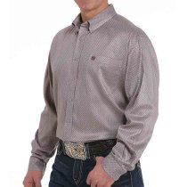 Cinch Gray Geometric Print Button Down Shirt