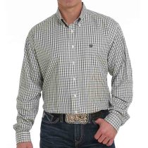 Cinch Olive/Gray Plaid Button Down Shirt M