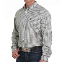 Cinch Olive/Gray Plaid Button Down Shirt M