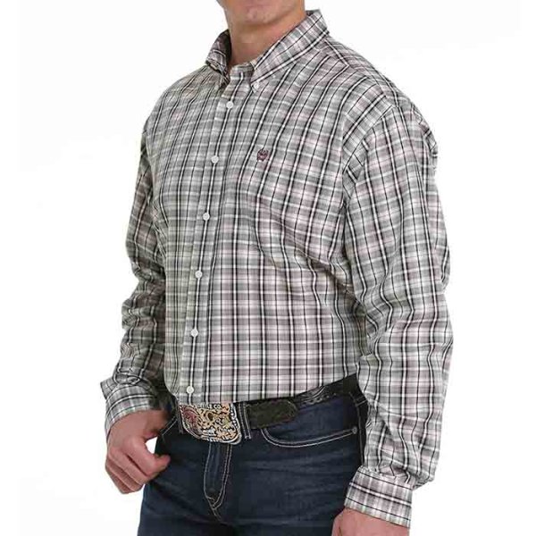 Cinch Cream/Olive/Purple Plaid Button Down Shirt