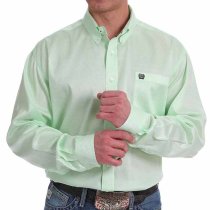 Cinch Green & White Print Button-Down Shirt for Men