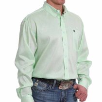 Cinch Green & White Print Button-Down Shirt for Men