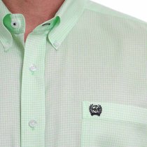 Cinch Green & White Print Button-Down Shirt for Men