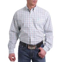Cinch White Plaid Mens Shirt