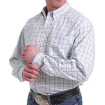 Cinch White Plaid Mens Shirt