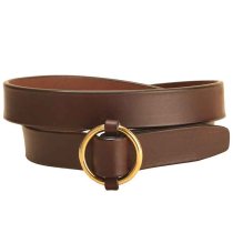 Tory Leather Strap Belt With A Brass Ring Buckle
