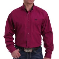 Cinch Burgundy Button Down with Contrast Cuff Lining