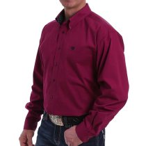 Cinch Burgundy Button Down with Contrast Cuff Lining