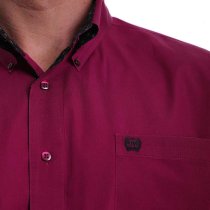 Cinch Burgundy Button Down with Contrast Cuff Lining