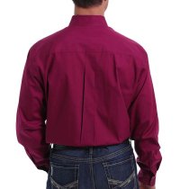 Cinch Burgundy Button Down with Contrast Cuff Lining