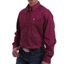 Cinch Burgundy Print Shirt for Men M