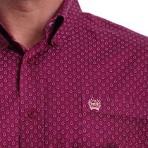 Cinch Burgundy Print Shirt for Men M