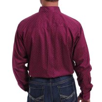 Cinch Burgundy Print Shirt for Men M