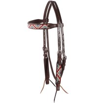 Cashel Headstall in Beaded Chocolate Tan