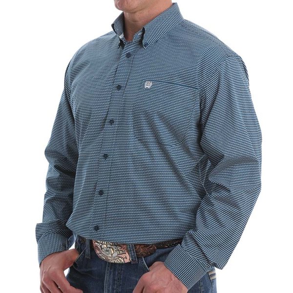 Cinch Navy Print Mens Long Sleeve Shirt L