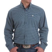 Cinch Navy Print Mens Long Sleeve Shirt L