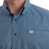 Cinch Navy Print Mens Long Sleeve Shirt L