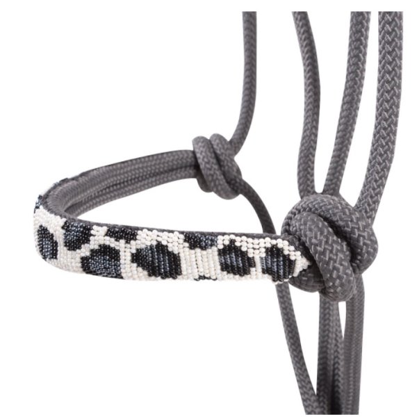 Cashel Beaded Rope Halter Gray Cheetah