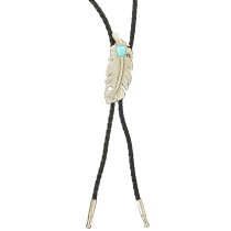 Feather Bolo Tie with Turquoise Stone
