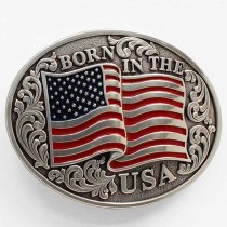 American Flag Belt Buckle - Born In The USA